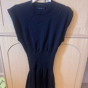 Deluc Black Ribbed Crewneck Knit dress